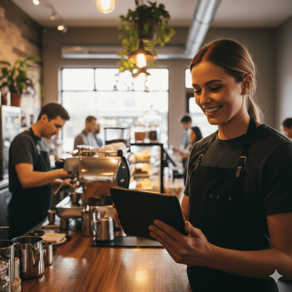 Staff tapping stamp button