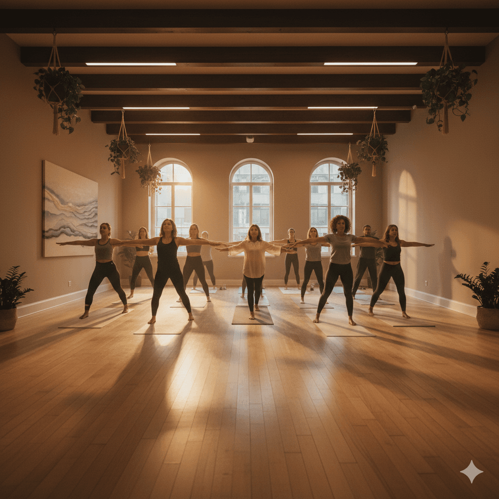 Studio space with warm lighting